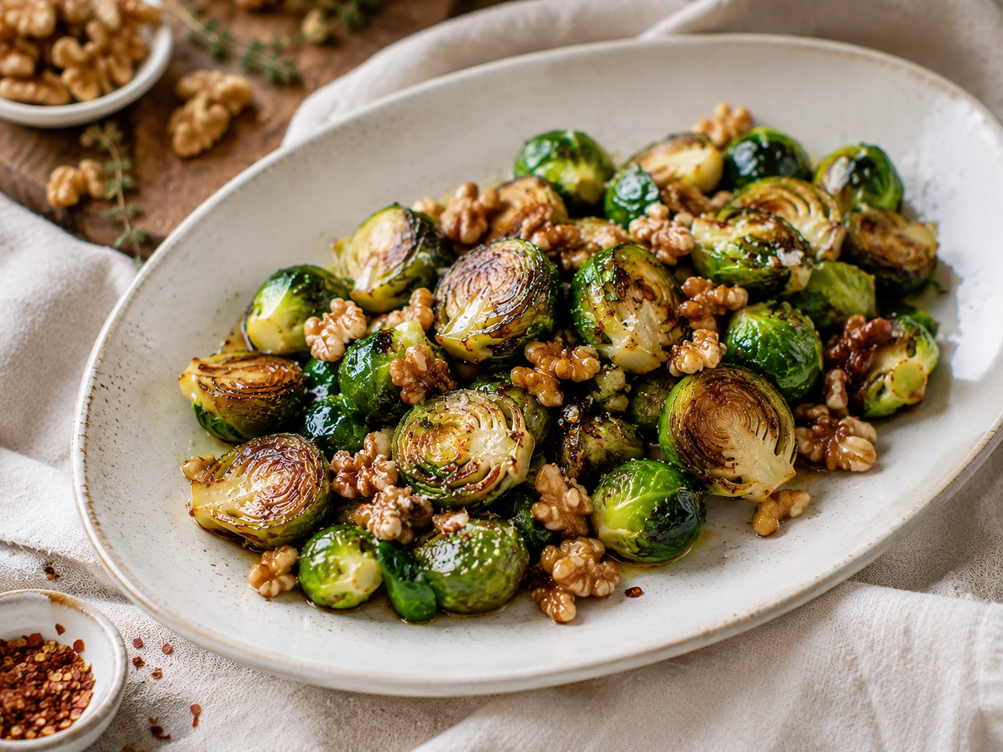 Coles de Bruselas caramelizadas con miel y nueces: la receta que puede hacerte cambiar de opinión