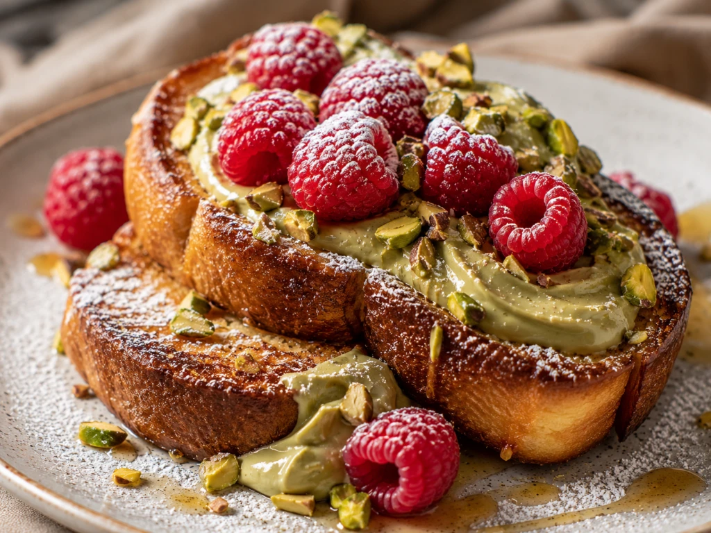 Brioche perdido con crema de pistacho y frambuesas: la receta de las french toast gourmet reversionadas