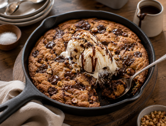 Galletón XXL con centro de chocolate: la receta de la cookie gigante que se sirve tibia con helado
