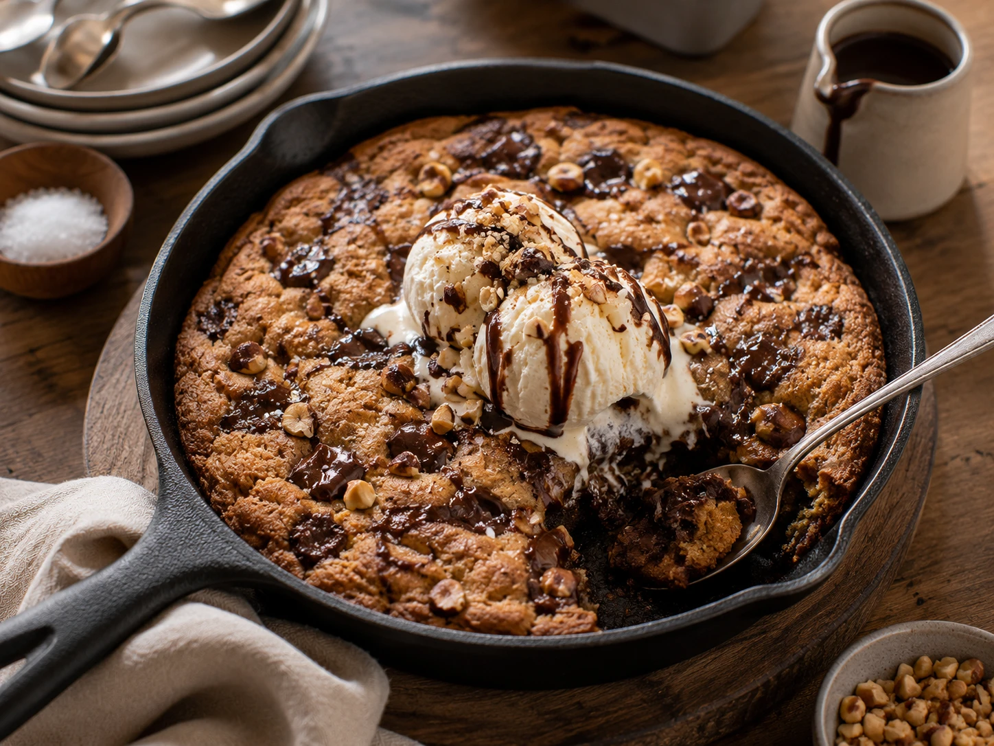 Galletón XXL con centro de chocolate: la receta de la cookie gigante que se sirve tibia con helado