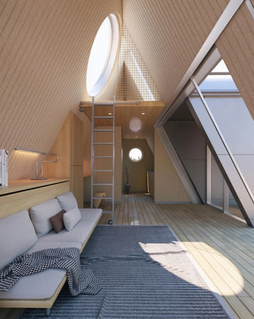 La casa plegable por dentro