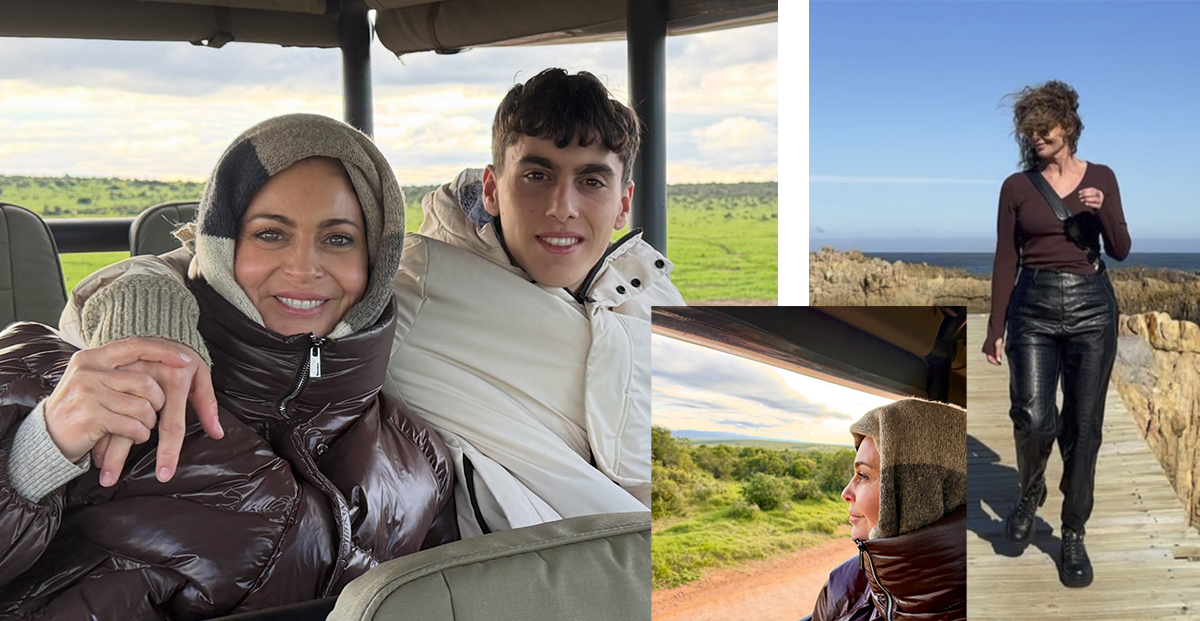 Karina Mazzocco e seu filho Malek em viagem à África do Sul