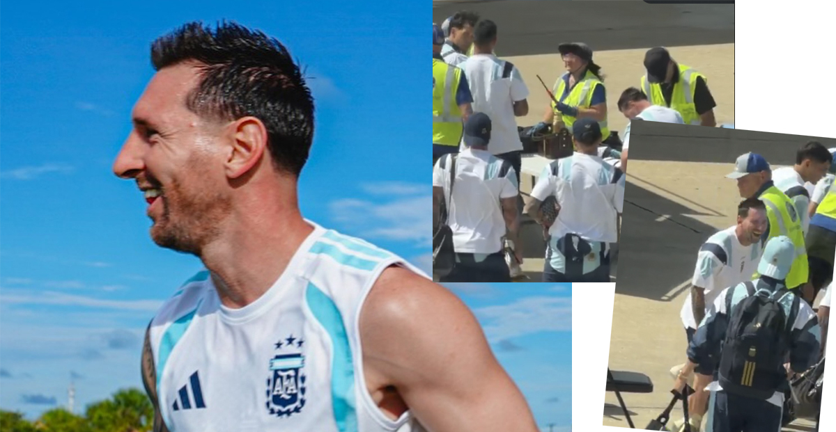 A reação de Messi quando a segurança abriu a mala de Kuti