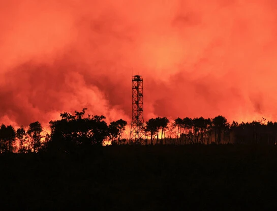 Incendio en la península de Cap Ferret, en el sudoeste de Francia.