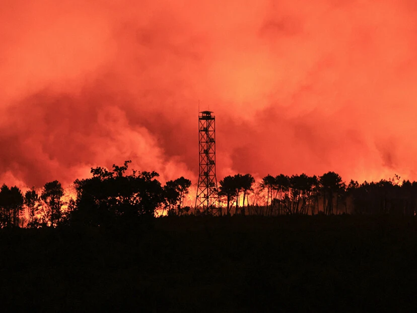 Incendio en la península de Cap Ferret, en el sudoeste de Francia.