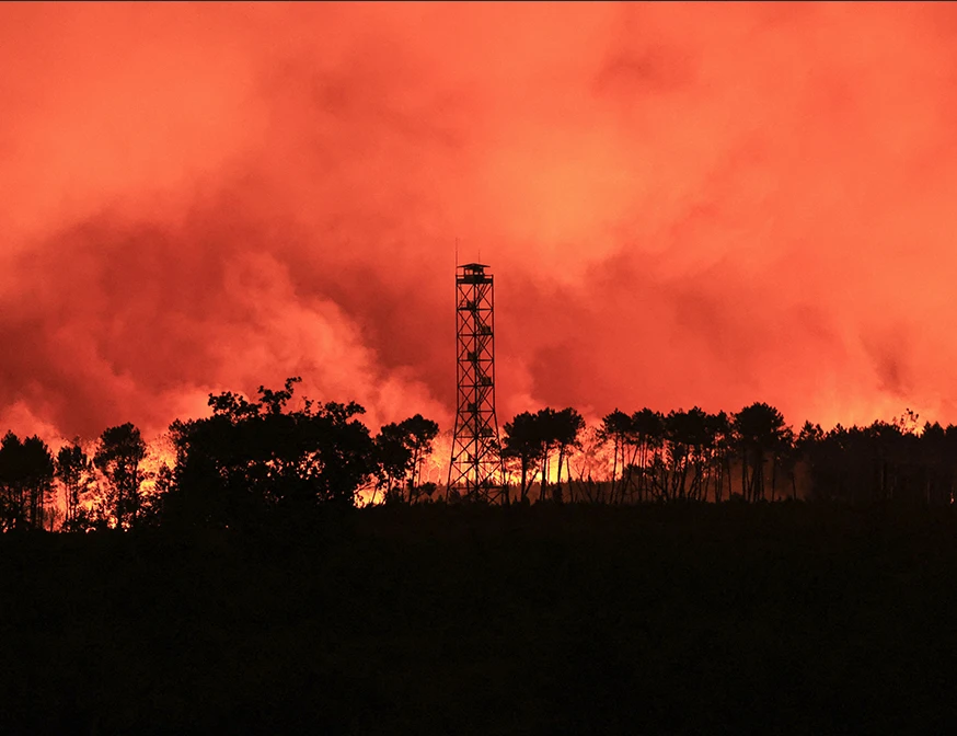 Incendio en la península de Cap Ferret, en el sudoeste de Francia.