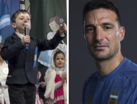 Lionel Scaloni se emocionó con el nene que revolucionó un acto escolar: "Jugamos para ver esas cosas"