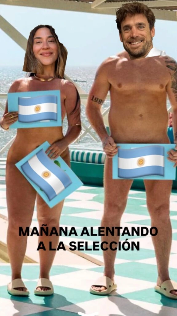 Con su estilo espontáneo y descontracturado, la cantante incluso bromeó con la posibilidad de tener que asistir al partido “semidesnudos” si la ropa no llegaba a secarse a tiempo.