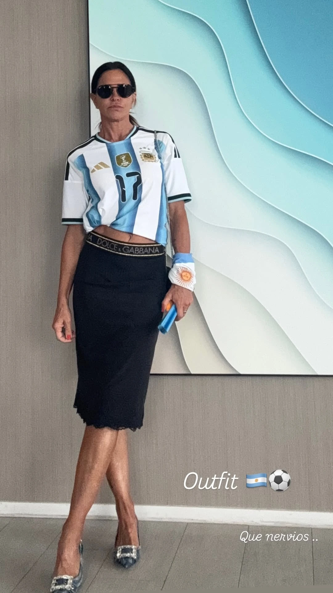 Así fue el look de Carolina Baldini para ver a la Selección Argentina