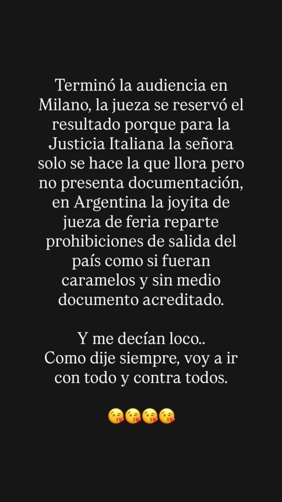 Horas después, el delantero volvió a publicar un mensaje en sus redes sociales para referirse a la audiencia celebrada en Italia.