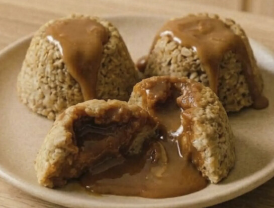 Volcán de avena, banana y dulce de leche: la receta saludable con corazón cremoso que se hace en minutos