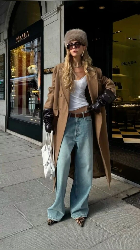 Los jeans puddle son perfectos para estar elegante este invierno