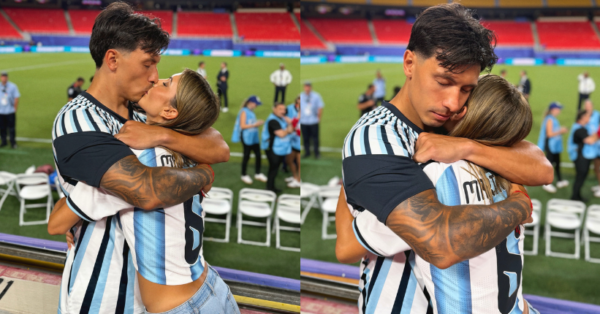 Muriel Lopez, esposa de Lisandro Martinez, comemorou a vitória da seleção