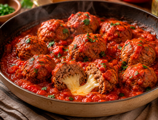 La receta fácil del día: albóndigas rellenas de queso con salsa de tomate, el plato calentito que pide el finde