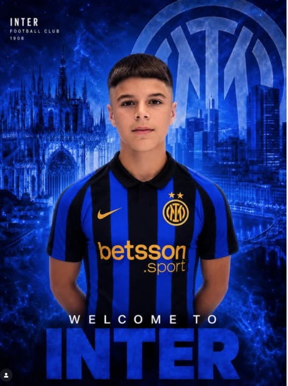 Tomás, el hijo del Pupi Zanetti: tiene 14 años y firmó su primer contrato en el Inter