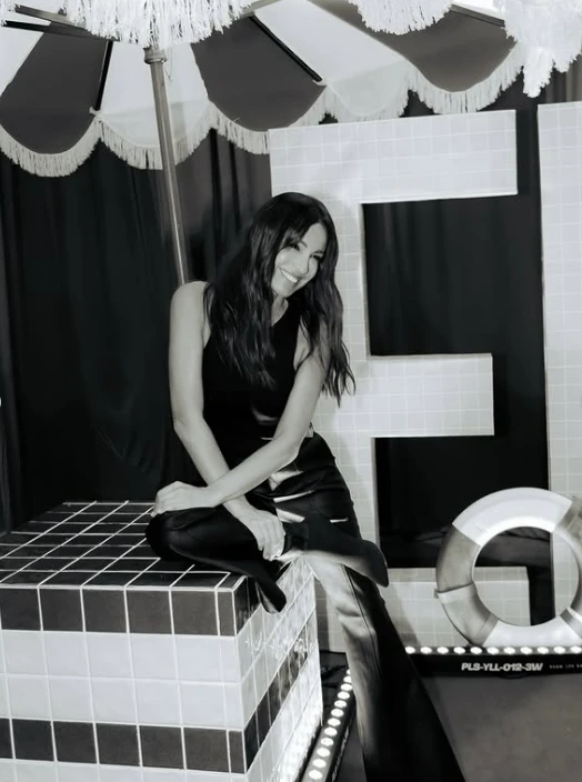 El look de Pampita con pantalón de cuero.