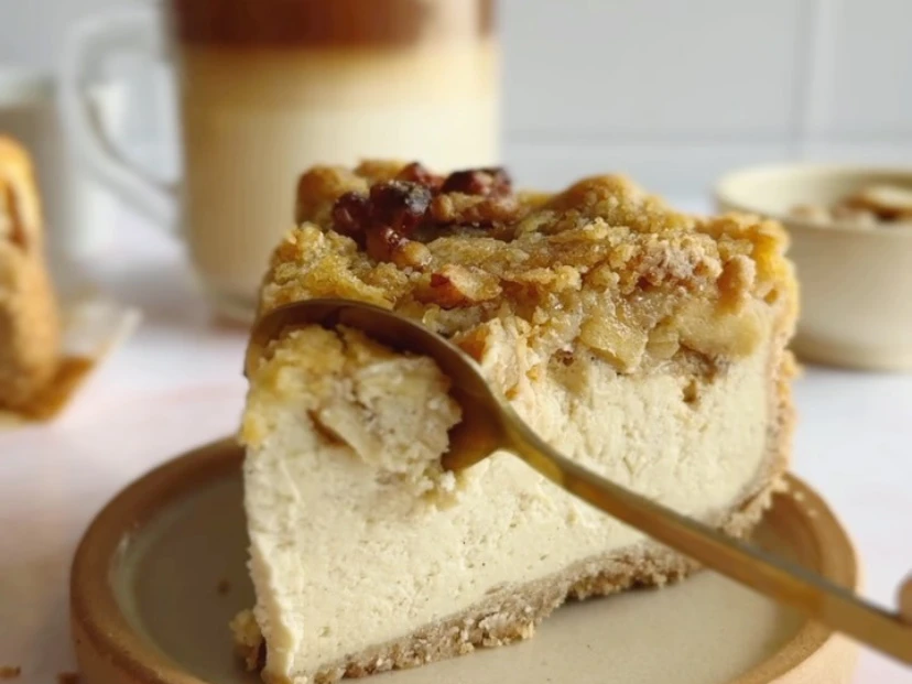 Cheesecake de manzana y canela: la receta con crumble bajo en azúcar para una merienda inolvidable