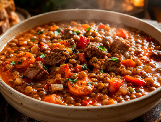 La receta fácil del día: guiso proteico de lentejas con carne y vegetales, el plato más completo para combatir el frío