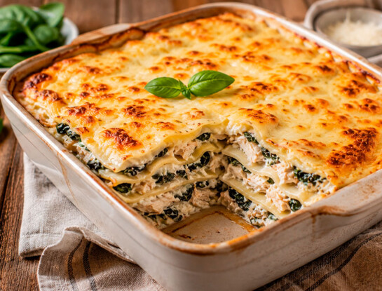 La receta fácil del día: lasaña de pollo y espinaca, cremosa, proteica y perfecta para el viernes