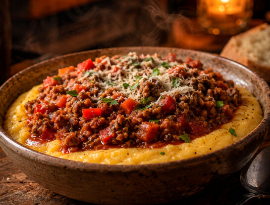 La receta fácil del viernes: polenta cremosa con salsa de carne, el plato calentito que se prepara en 30 minutos