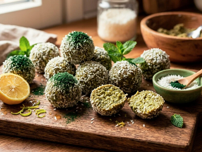 trufas de coco y espirulina
