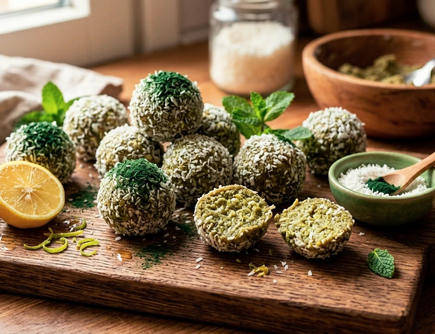 trufas de coco y espirulina
