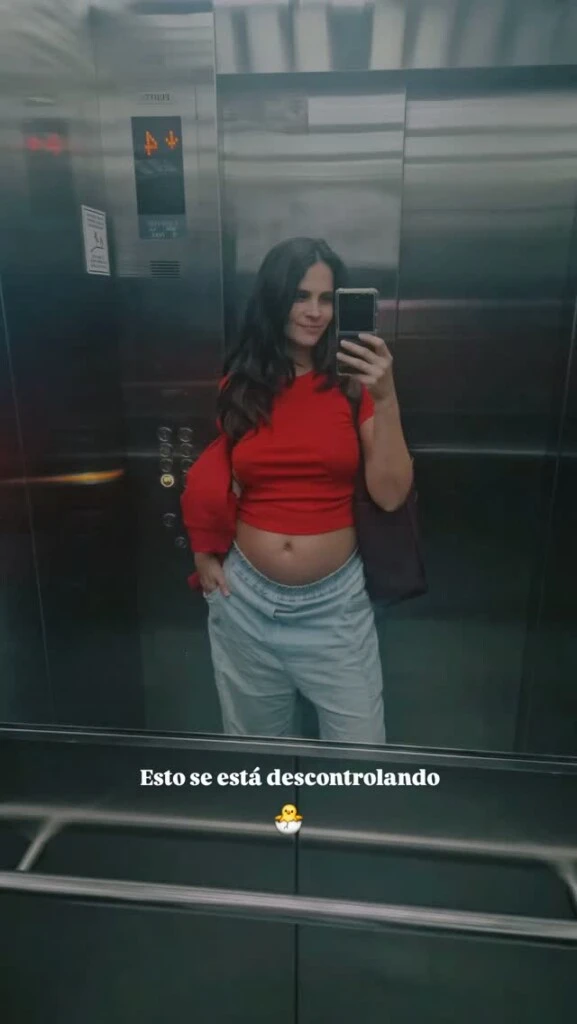 A través de sus historias de Instagram, la actriz publicó una selfie tomada frente al espejo del ascensor de su edificio.