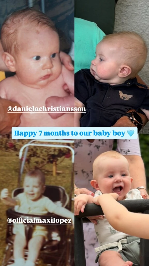 Más tarde, Daniela publicó un collage muy especial en el que comparó fotografías actuales de Lando con imágenes de la infancia de ella y de Maxi López.