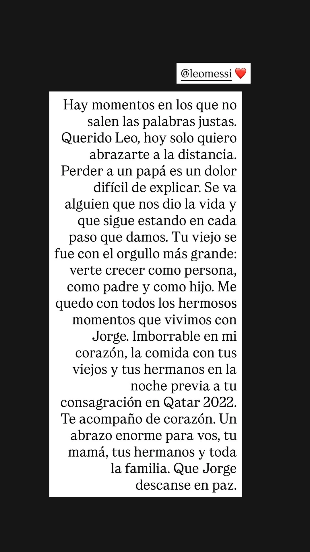 El conmovedor mensaje de Marcelo Tinelli para Lionel Messi tras la muerte de Jorge Messi.