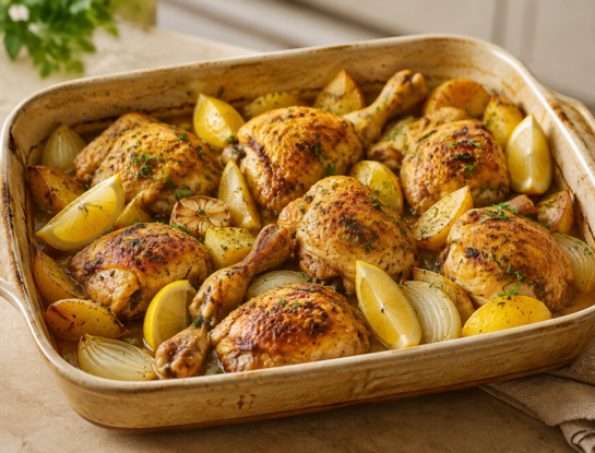 Pollo al limón con papas: la receta fácil y rendidora que se prepara en una sola fuente