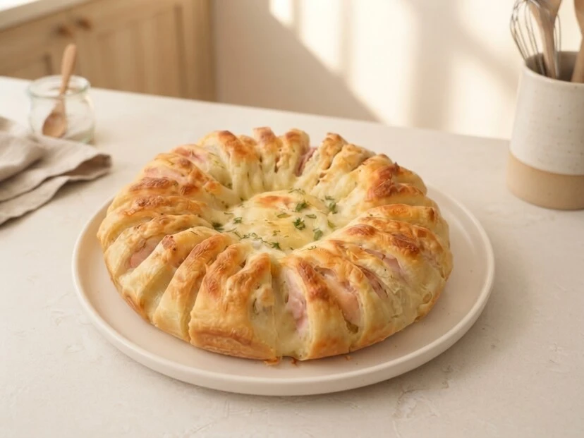 Cómo hacer una rosca salada de jamón y queso con pan duro