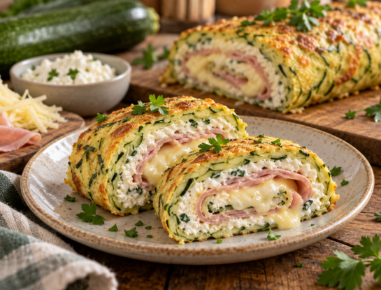 La receta fácil del día: arrollado de zucchini relleno de ricota, jamón y queso, fácil y sin masa