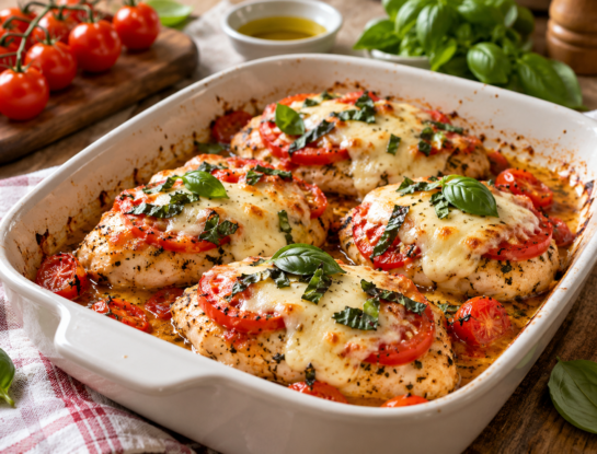 La receta fácil del día: pollo caprese al horno con tomate y mozzarella, listo en 30 minutos