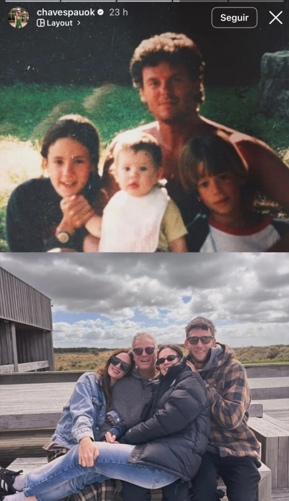 En la imagen original aparecen Miguel Ángel Chaves, su padre, Paula, Delfina cuando era bebé y Gonzalo Chaves. 