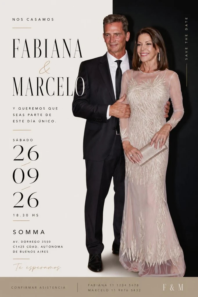 La invitación al casamiento de Fabiana Araujo