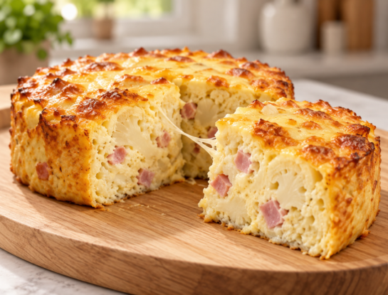 Budín proteico de jamón y coliflor gratinado: receta fácil, sin harina y con 4 ingredientes