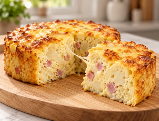 Budín proteico de jamón y coliflor: sin harina y con solo 4 ingredientes