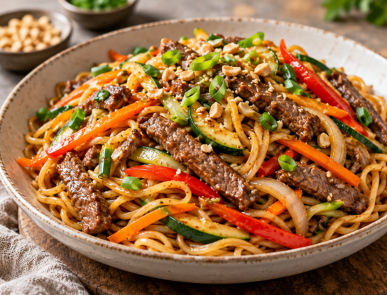 La receta fácil del día: fideos salteados con carne y vegetales, listos en 25 minutos