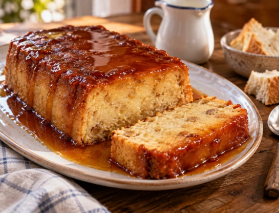 budin de pan con caramelo dorado