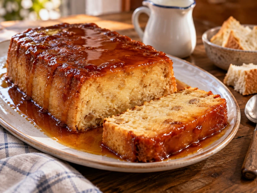 budin de pan con caramelo dorado