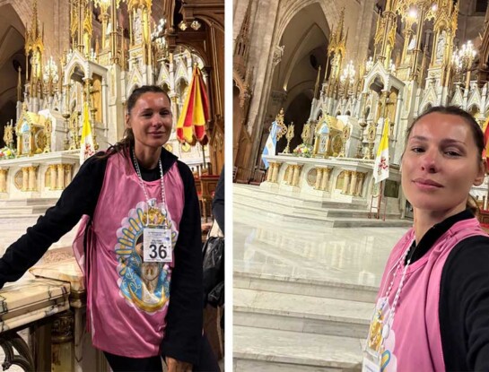 Pampita y su llegada a la Basílica de Luján después de 12 horas de peregrinación: las fotos y su conmovedor mensaje