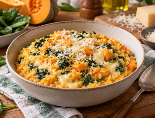 Risotto cremoso de calabaza y espinacas-DESTACDA