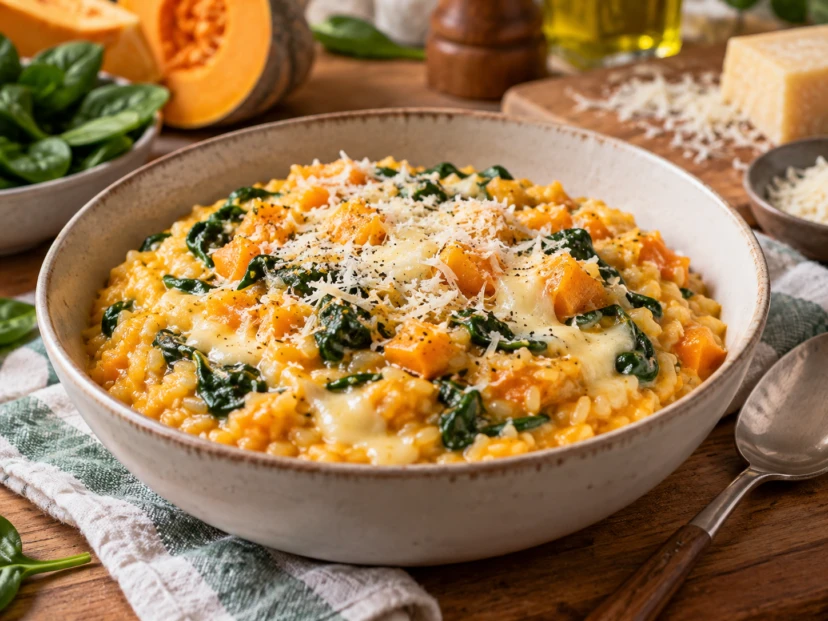 Risotto cremoso de calabaza y espinacas-DESTACDA