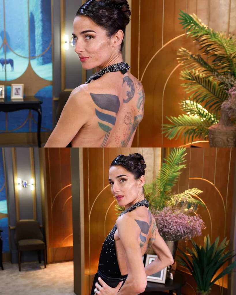 Otro de los detalles que realzaron el vestido fue la espalda completamente descubierta, un recurso que sumó sensualidad y convirtió al diseño en una opción ideal para una propuesta de noche.