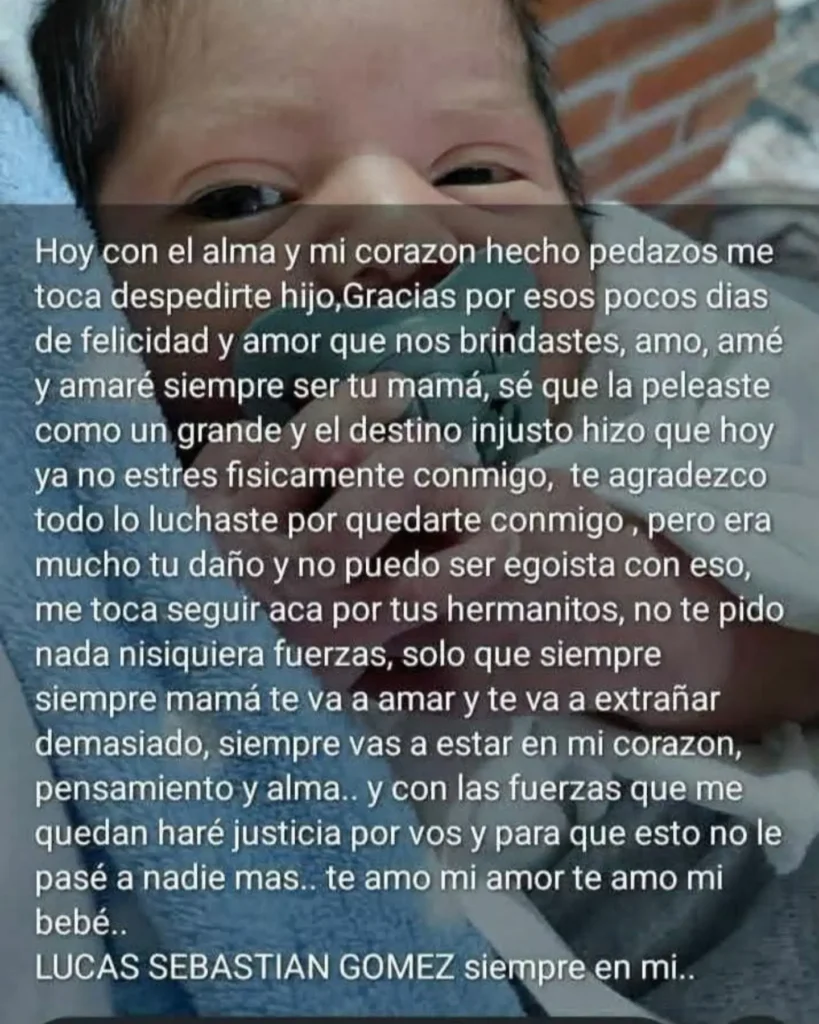 El mensaje de la mamá a su hijo que falleció a los 12 días de vida.