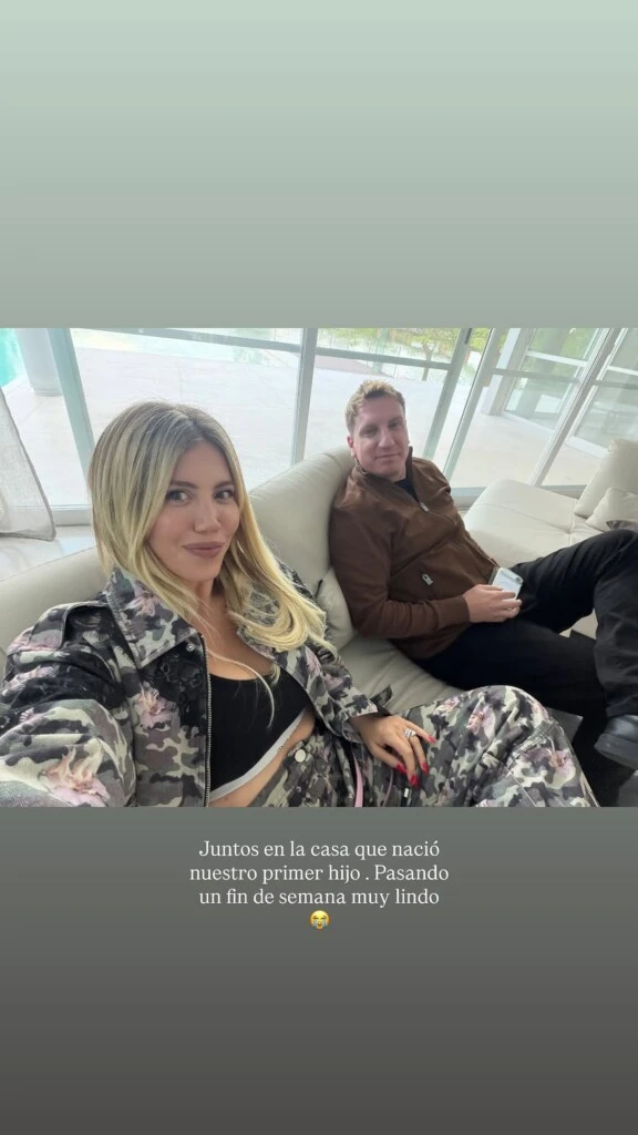 Wanda publicó una selfie junto a Maxi desde aquella vivienda, que ocupa un lugar significativo en la historia de ambos.