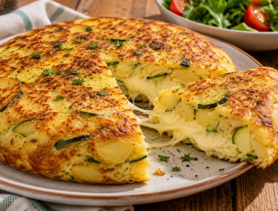 La receta fácil del día: tortilla de papa y zucchini rellena de queso, lista en 30 minutos